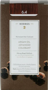 Korres Argan Oil Advanced Colorant Βαφή Μαλλιών 6.4 Ξανθό Σκούρο Χάλκινο 50ml