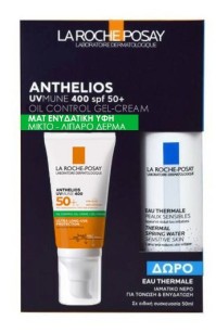 La Roche Posay Anthelios Uvmune 400 Oil Control Gel-Cream SPF50+ Αντηλιακή Προσώπου Ματ 50ml & Δώρο Ιαματικό Νερό 50ml