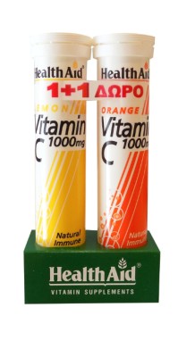 Health Aid Promo Vitamin C 1000mg Lemon & Vitamin C 1000mg Orange 2x20 Αναβράζοντα Δισκία.