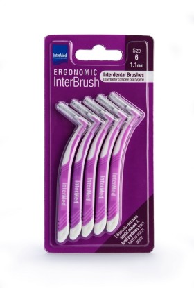 Intermed Ergonomic InterBrush Μεσοδόντια Βουρτσάκια με Λαβή Μωβ 1.1mm